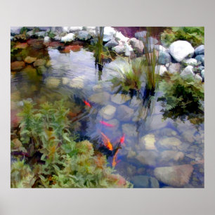 Poster Lagoa japonesa de Koi do jardim