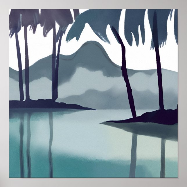 Poster lagoa oculta em escala de cinzas (Frente)