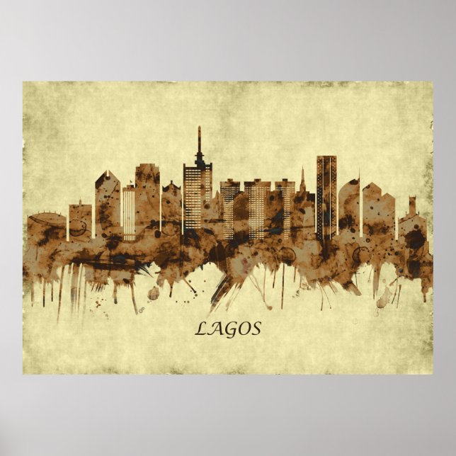 Poster Lagos Nigéria Cityscape (Frente)