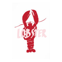 Lagosta desenhada à mão com texto manuscrito