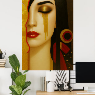 Poster lágrimas douradas de Freya com cabelo escuro