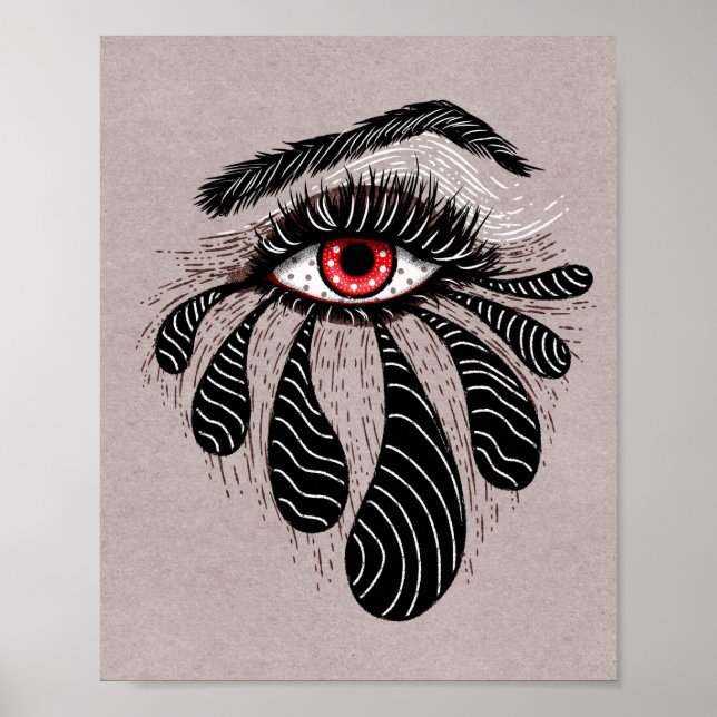 Poster Lágrimas Pretas Vermelhas Gótica (Frente)