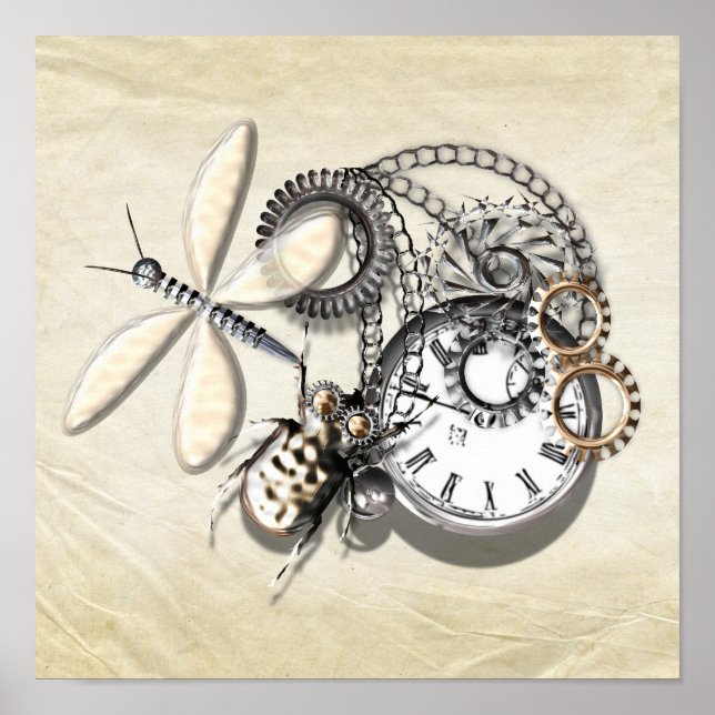 Poster Lágrimas Steampunk Insetos Mecânicos (Frente)