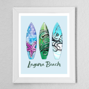 Poster Laguna Beach California Surfboards 