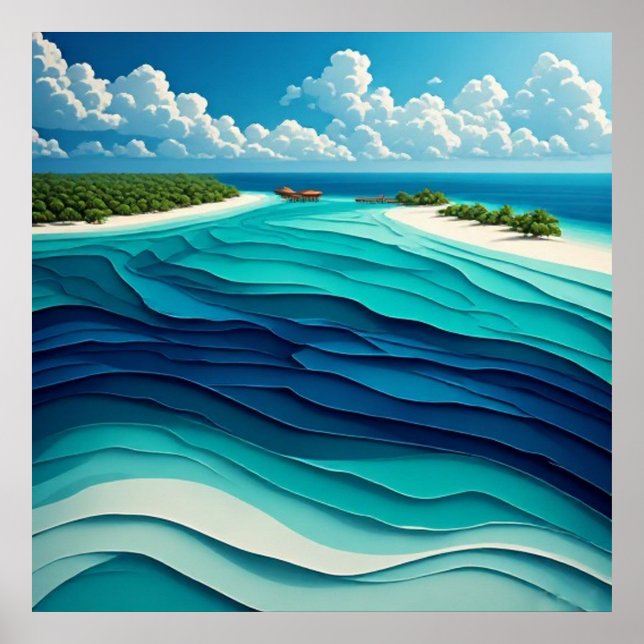 Poster Laguna Turquesa Abstrato 🌊 (Frente)