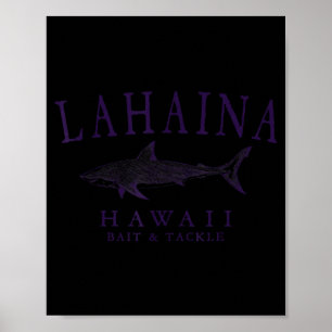 Poster Lahaina havaí tubarão vintage plum arte pesca