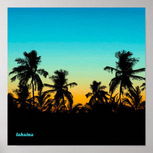 Poster Lahaina Maui Hawaii Souvenir Artístico Sunset Lega