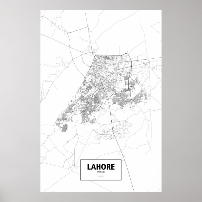 Poster Lahore, Paquistão (preto no branco) (Frente)