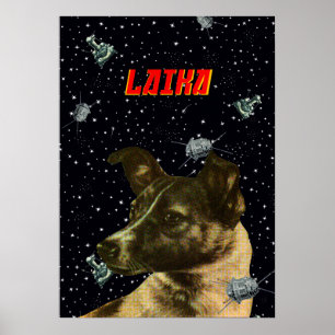 Poster Laika - Onda soviética, Arte espacial Gagarin
