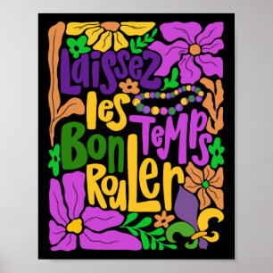 Poster Laissez Les Bon Temps Rouler Mardi Gras Miçanga Bo