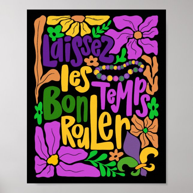Poster Laissez Les Bon Temps Rouler Mardi Gras Miçanga Bo (Frente)