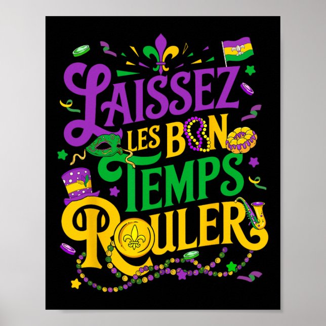 Poster Laissez Les Bon Temps Rouler Mardi Gras Miçanga Fl (Frente)