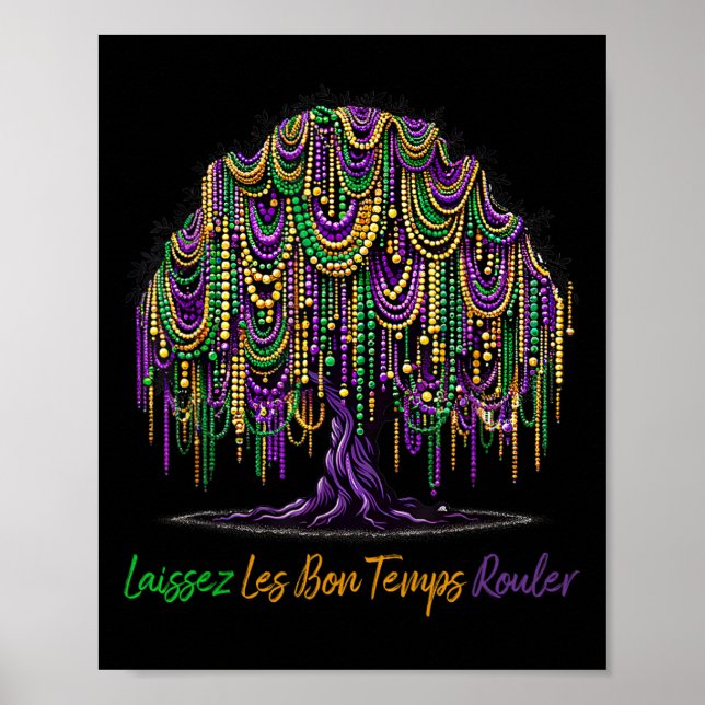 Poster Laissez Les Bon Temps Rouler Mardi Gras Tree Miçan (Frente)