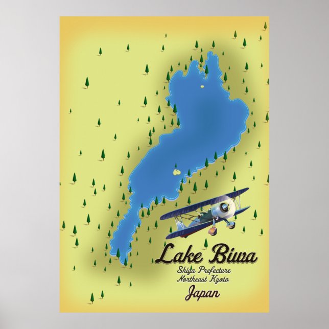 Poster Lake Biwa Japan map (Frente)