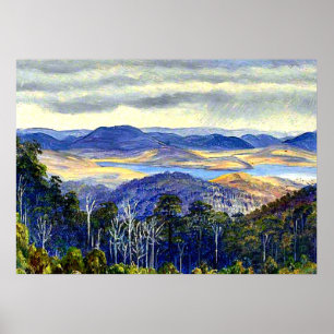 Pôster Lake Biwa, Japão, pintura de paisagens antigas