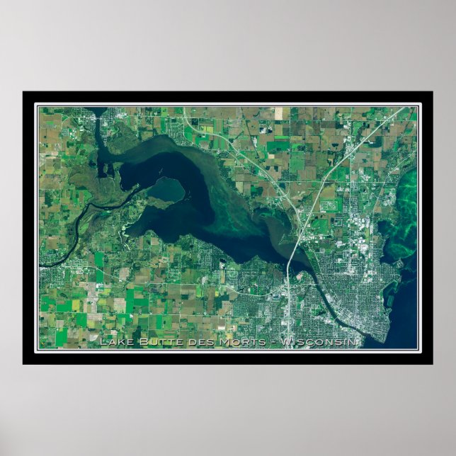 Poster Lake Butte des Morts Wisconsin Satellite Map (Frente)