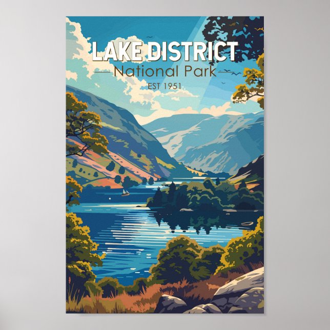 Poster Lake District National Park England Viagem Art (Frente)