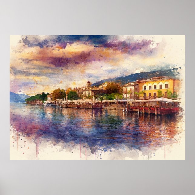 Poster Lake Garda (Lago di Garda) - Watercolor Splash (Frente)