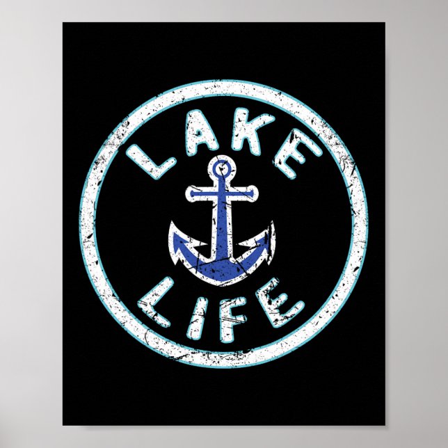 Poster Lake Life Fishing Boating Saying Fisherman Vacatio (Frente)