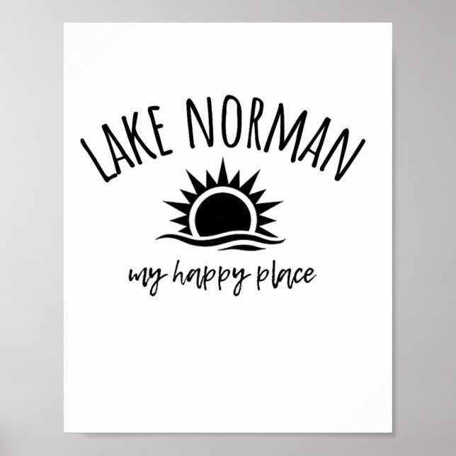 Poster Lake Norman My Happy Place Nc Boating Fishing Camp (Frente)