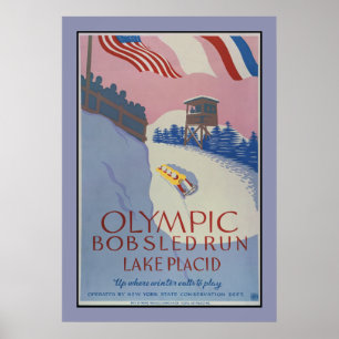 Pôster Lake Placid 1938 do anúncio do viagem do esporte