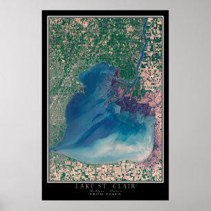 Poster Lake Rua Clair Michigan - Mapa de Satélite Ontário