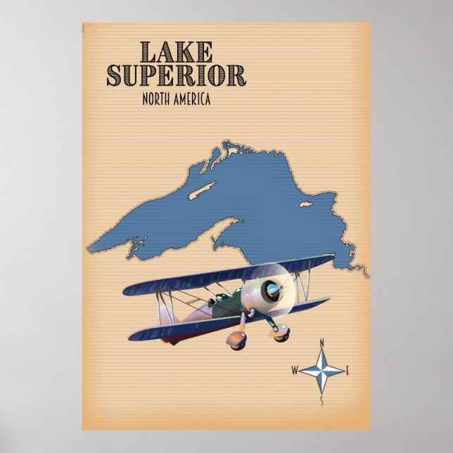 Poster Lake Superior North America map (Frente)