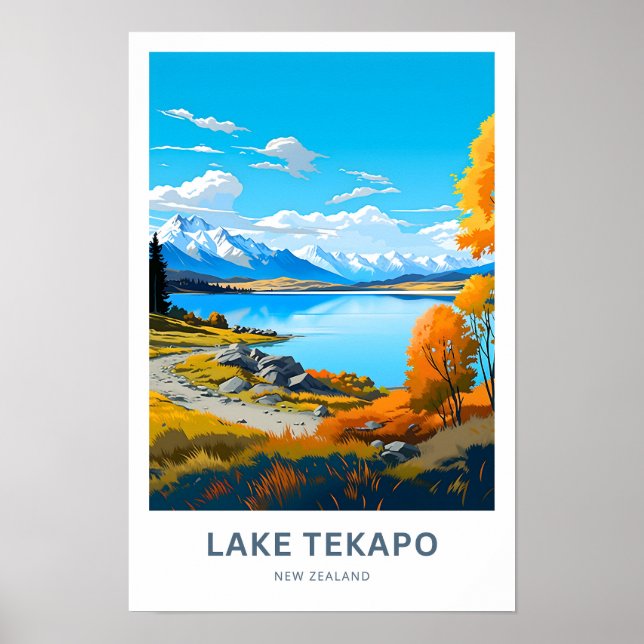 Poster Lake Tekapo Nova Zelândia Travel Print (Frente)