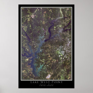 Poster Lake West Point Alabama - Mapa de Satélite da Geór