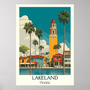 Poster Lakeland Florida Vintage City Architecture Art