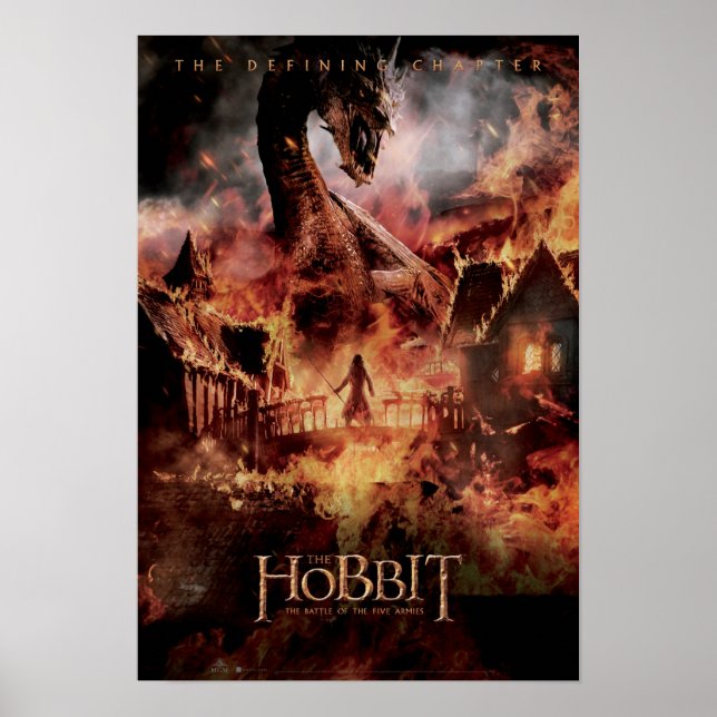 Pôster Laketown Ablaze com SMAUG™ E BARD O BOWMAN™ (Frente)