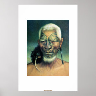 Pôster Lakota Chieftain Art & Native American Poem