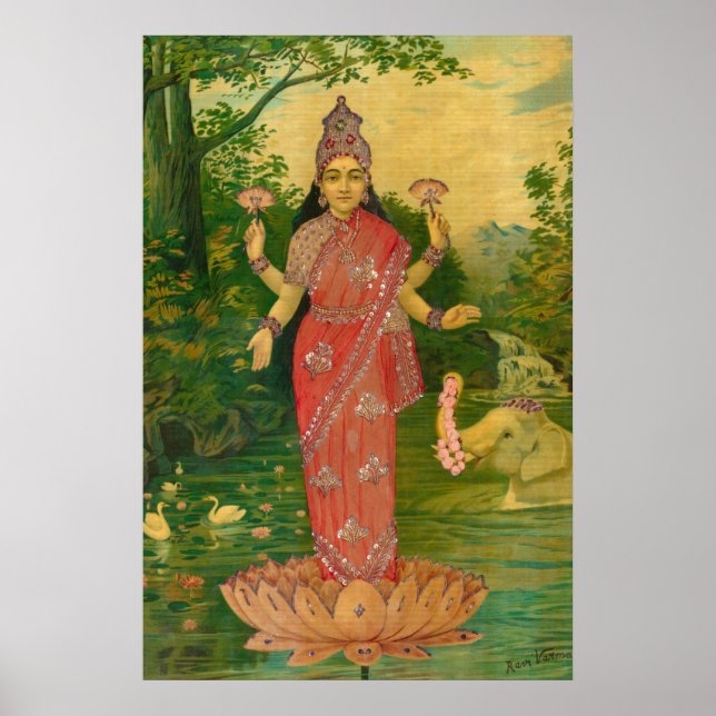 Poster Lakshmi por Raja Ravi Varma (Frente)