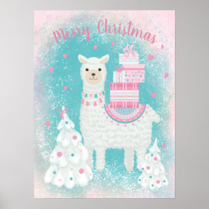 Poster Lama Bonito com presentes de Natal