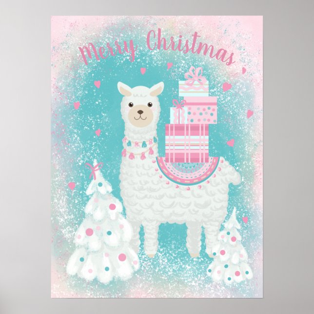 Poster Lama Bonito com presentes de Natal (Frente)