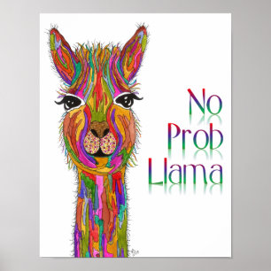 Poster Lama bonito e colorido - 11" x14 "