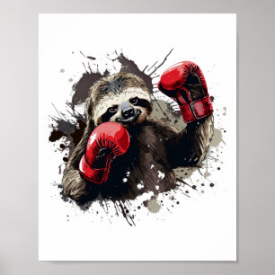 Poster Lama de Boxing com luvas de boxe Engraçada B