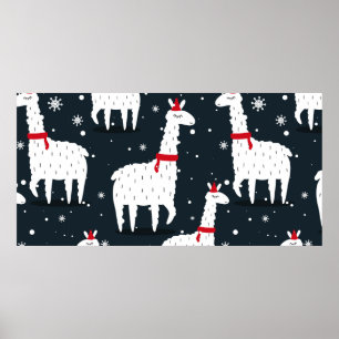 Poster Lamas, fundo desenhado à mão. Padrão contínuo colo