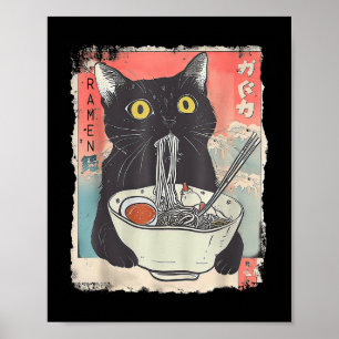 Poster Lamen de Gato Japonês Anime Mangá Ramen Kawaii