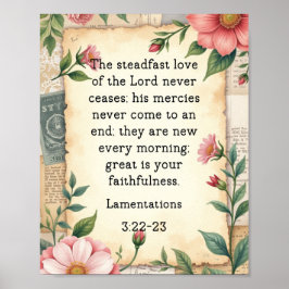 Poster Lamentations 3:22–23 Vintage Floral Design 