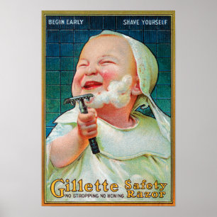 Pôster Lâmina de segurança de Gillette - comece o Shave