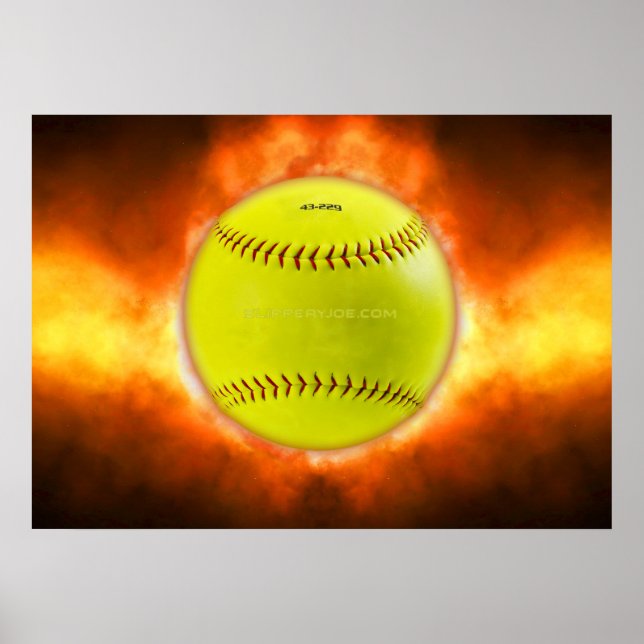 Poster Lâmpada amarela de foguete de softball SlipperyJoe (Frente)