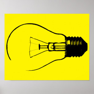 Pôster Lâmpada Bulbo de Luz Arte Gráfica Cartaz Sinal