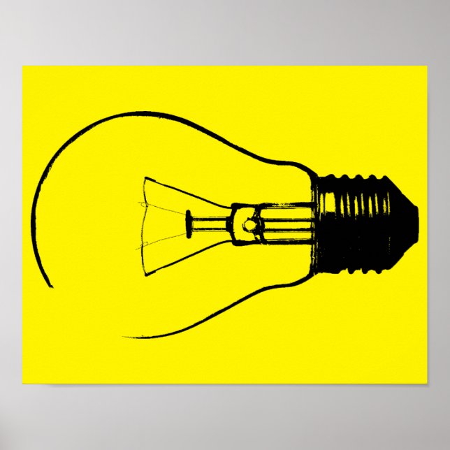 Pôster Lâmpada Bulbo de Luz Arte Gráfica Cartaz Sinal (Frente)