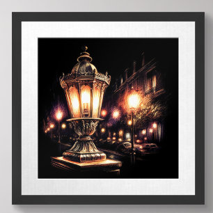 Poster Lâmpada de rua francesa de desenho do Pastel