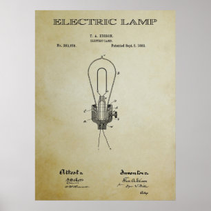 PÔSTER LÂMPADA ELÉTRICA PATENTE 3 - 1882