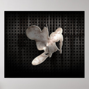 Pôster Lâmpada Motocross; Preto Legal