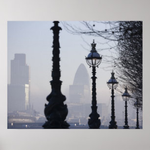 Pôster Lampposts by River Thames