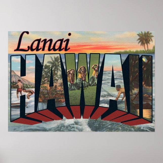 Pôster Lanai, HawaiiLarge - Letra ScenesLanai, HI (Frente)