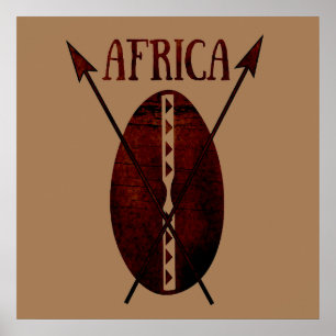 Poster lança-abstrato africano para a arte